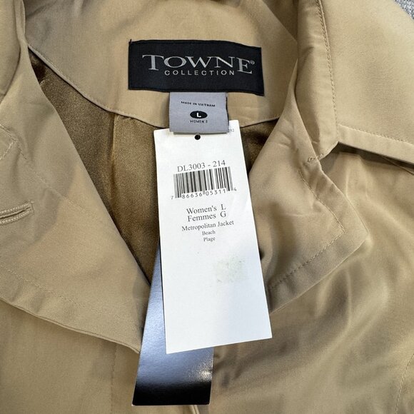 Towne Collection Womens Size L Khaki Trench Coat Belted Padded Shoulder NWT - Picture 9 of 16